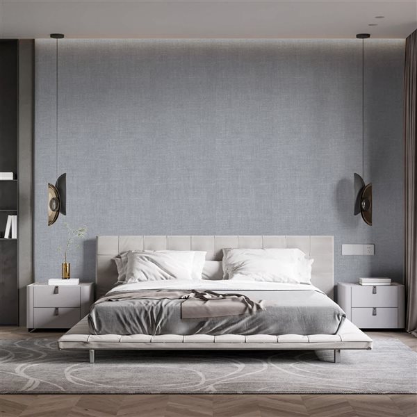 Dundee Deco 18‑ft² 24‑in x 9‑ft Grey Faux Fabric Peel & Stick Textured Wallpaper Panel