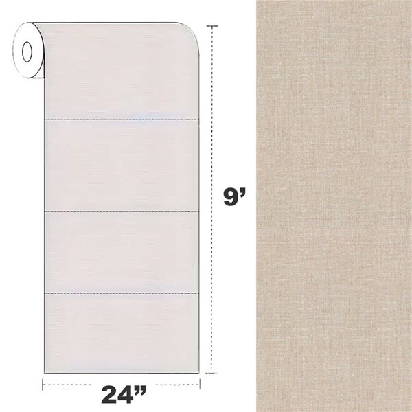 Dundee Deco 18‑ft² 24‑in x 9‑ft Pale Beige Faux Fabric Peel & Stick Textured Wallpaper Panel