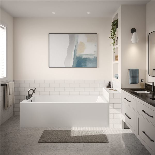 Dreamline Nevia 72 x 36-in White Acrylic Right Corner Left-Hand Drain Bathtub