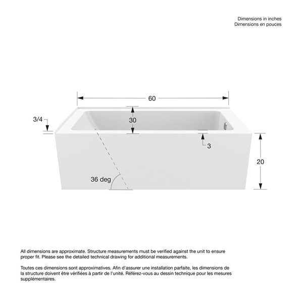 Dreamline Nevia 60 x 30-in White Acrylic Left Corner Right-Hand Drain Bathtub