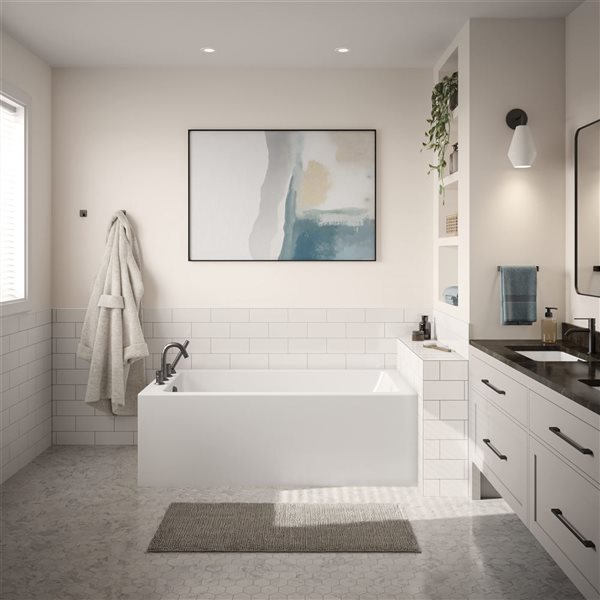 Dreamline Nevia 60 x 30-in White Acrylic Right Corner Left-Hand Drain Bathtub