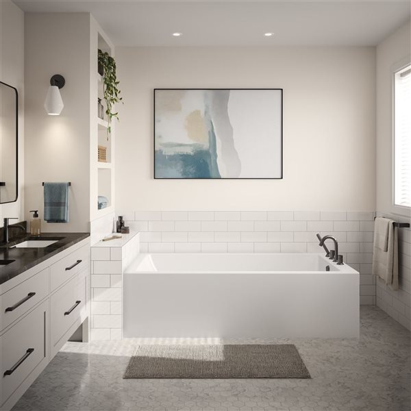 Dreamline Nevia 72 x 36-in White Acrylic Left Corner Right-Hand Drain Bathtub