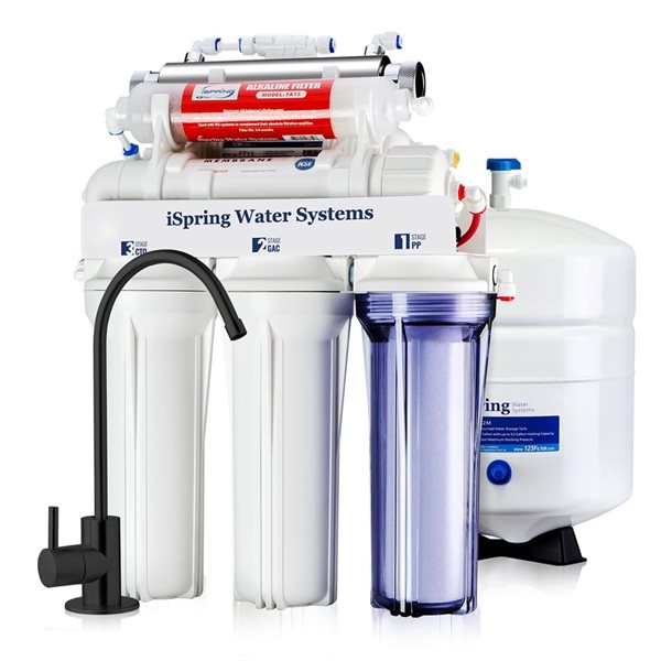 iSpring RCC Series Clear Housing Top-Mounted 7-Stage RO UV and Alkaline Faucet Water Filter System