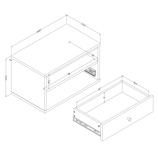 South Shore Furniture Sazena Bleached Oak LED Floating Nightstand