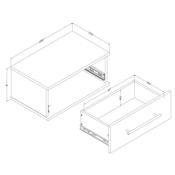 South Shore Furniture Primo Rustic Oak Floating Nightstand with 1 Drawer