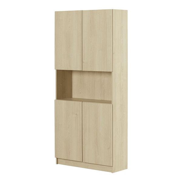 South Shore Furniture Liora Bleached Oak 4-Door Bookcase with Open Storage