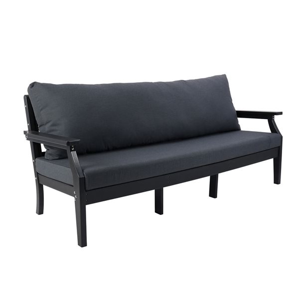 Backyard Lifestyles 3-Seat Outdoor Sofa w/ Cushions - Black/Grey