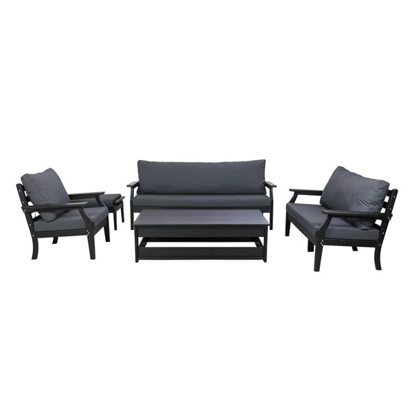 Backyard Lifestyles 3-Seat Outdoor Sofa w/ Cushions - Black/Grey