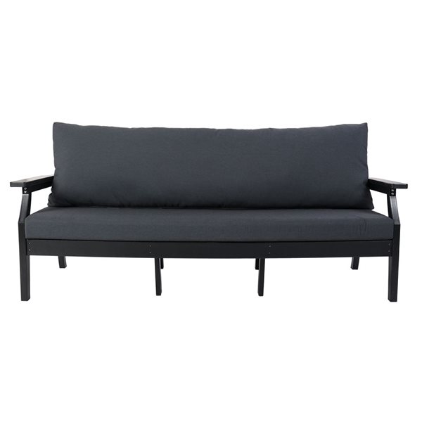 Backyard Lifestyles 3-Seat Outdoor Sofa w/ Cushions - Black/Grey
