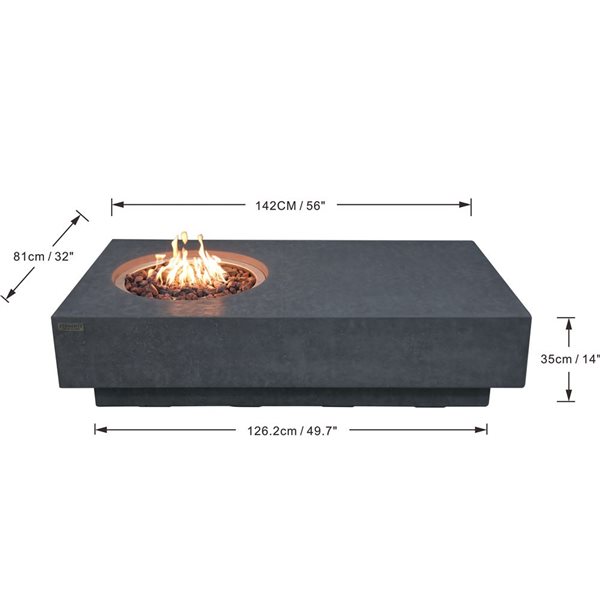 Elementi Metropolis Fire Table for Natural Gas - Grey
