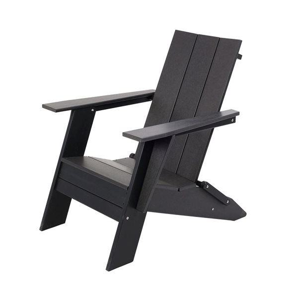Backyard Lifestyles Modern Outdoor Folding Plastic Adirondack Chair - Black