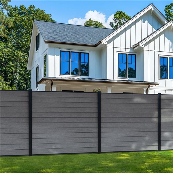 everhome Co-Extruded Composite Fence Board Panels - Frost Grey Woodgrain - 12-Pack