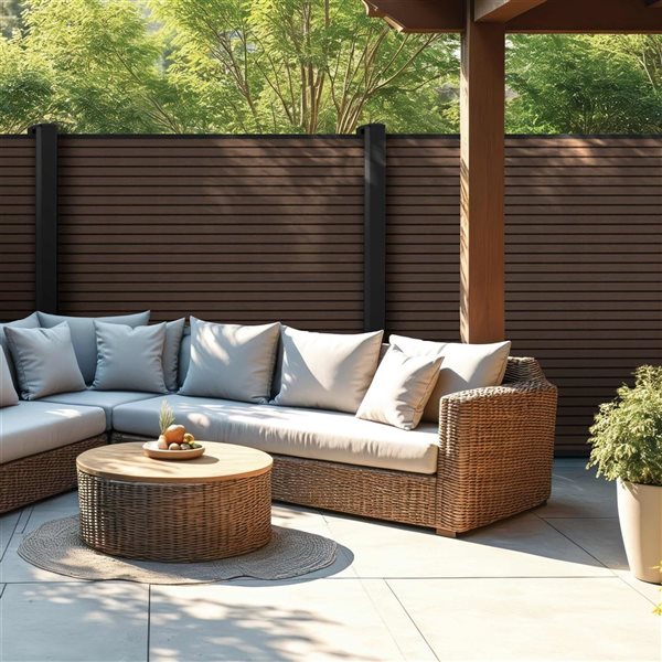 everhome Co-Extruded Composite Fence Panel Fluted Boards - Milton Brown - 12-Pack