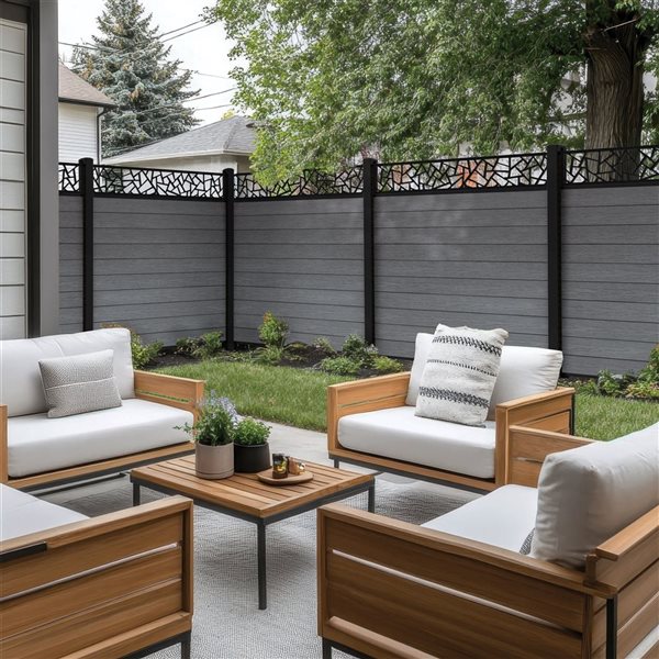 everhome Madrid Decorative Composite Fence Panel - Black