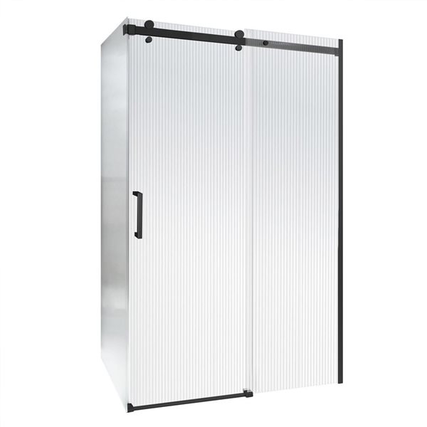 Jade Bath 32 x 60-in Fluted Glass Shower Enclosure w/ Matte Black Hardware