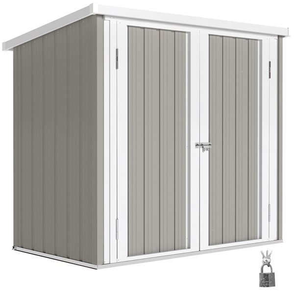 Outsunny 5-ft x 3-ft Metal Garden Storage Shed Tool House - Light
