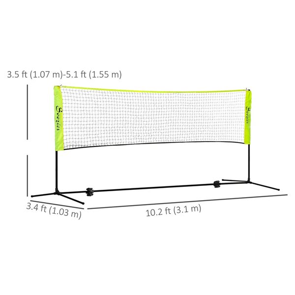 Soozier 122-in Freestanding Sports Net for Volleyball, Tennis, Badminton and Pickleball - Yellow