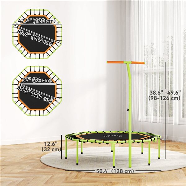 Soozier 50-in Foldable Fitness Trampoline with Adjustable Handle Steel Frame - Multiple Colours