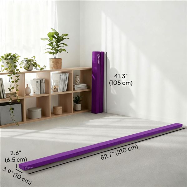 Soozier 7-ft Folding Floor Balance Beam, Purple