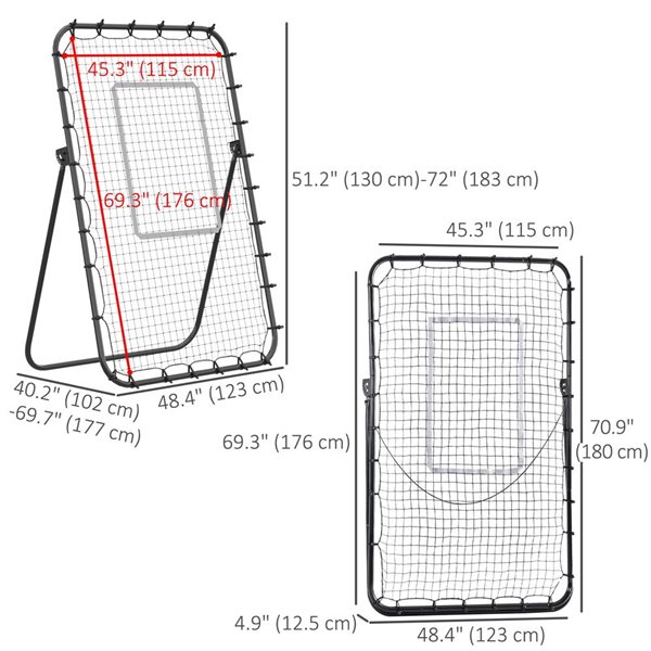 Soozier Volleyball Rebounder Net and Adjustable Soccer Rebounder - Black