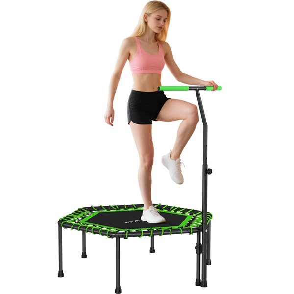 Soozier 45-in Rebounder Trampoline with 3-Level Adjustable Handle - Green