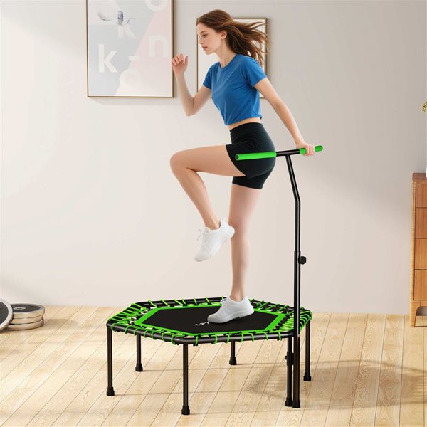 Soozier 45-in Rebounder Trampoline with 3-Level Adjustable Handle - Green