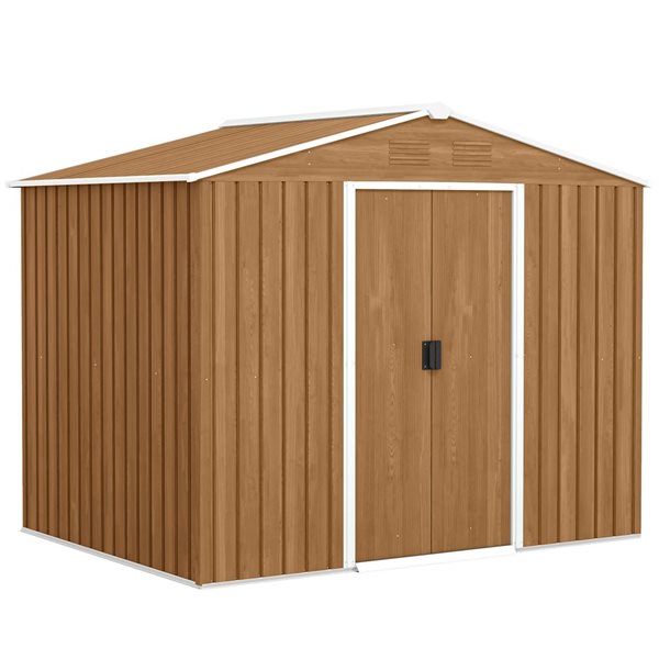 Small Rona Sheds Outsunny 8-ft x 6-ft 4-Window Metal Outdoor Storage Shed Sliding Doors ...