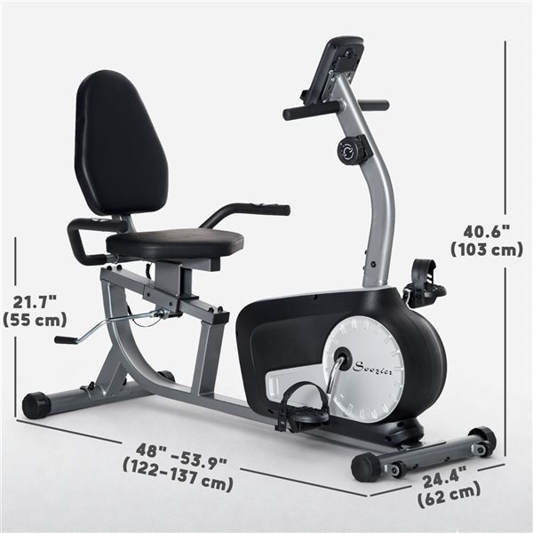 Soozier Exercise Bike with 8-Level Magnetic Resistance - Grey