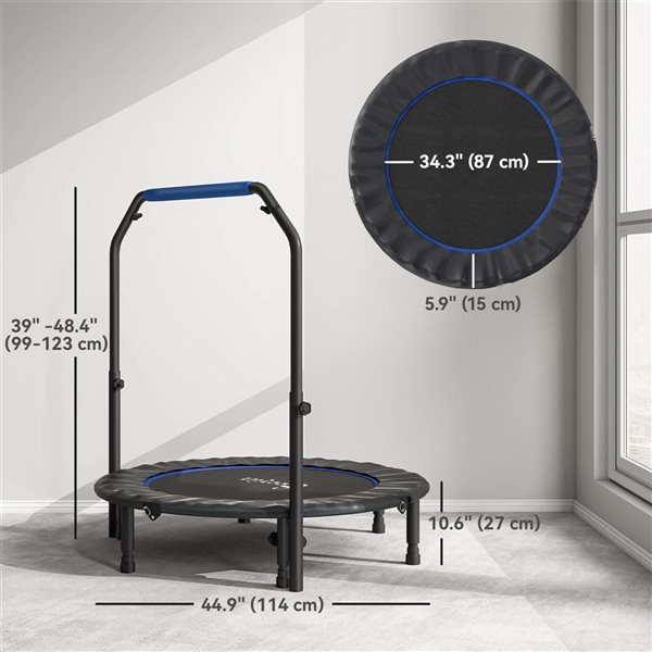 Soozier 45-in Rebounder Trampoline for Adults with Handle - Blue