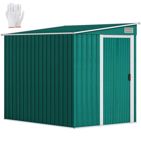 Outsunny 7-ft x 5-ft 2-Window Lean-to Outdoor Storage Shed with Foundation - Green
