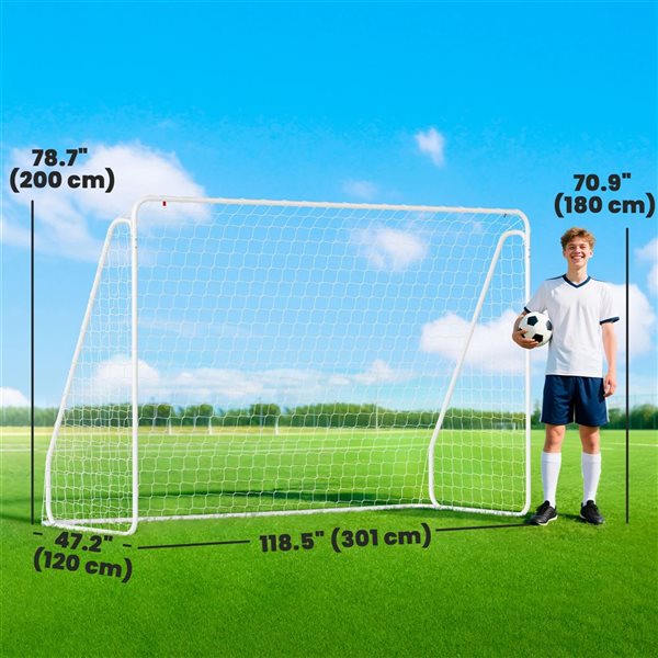 Soozier 10-ft x 4-ft Soccer Goal for Backyard with Net - White