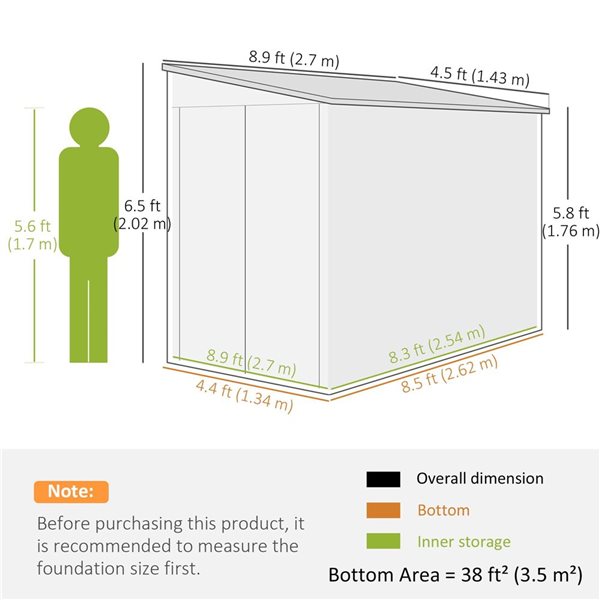 Outsunny 8.5-ft x 4.5-ft 2-Window Metal Outdoor Storage Shed with Lockable Doors - Brown