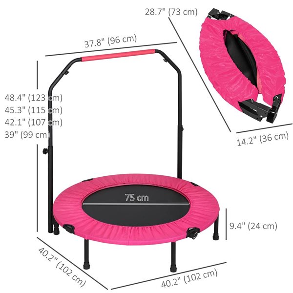 Soozier 40-in Rebounder Trampoline for Adults with Handle - Pink