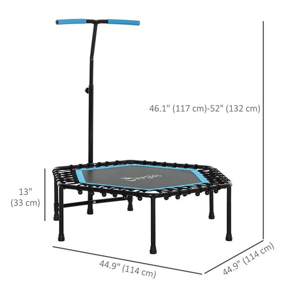 Soozier 45-in Rebounder Trampoline with Adjustable Handle - Blue