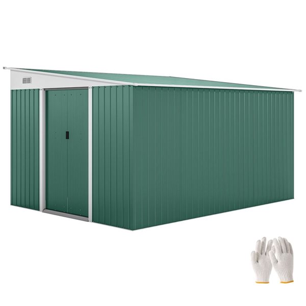 Outsunny 11-ft x 9-ft 2-Window Garden Storage Shed - Green