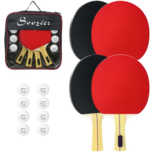 Soozier 4-Player Table Tennis Ping Pong Paddle Set