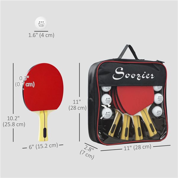 Soozier 4-Player Table Tennis Ping Pong Paddle Set