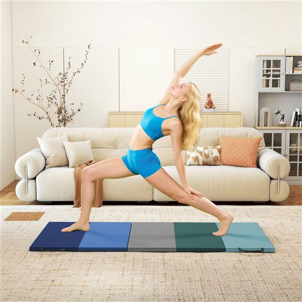 Soozier 8-ft Folding Training Pilates Mat with Carry Handles - Mixed Colour