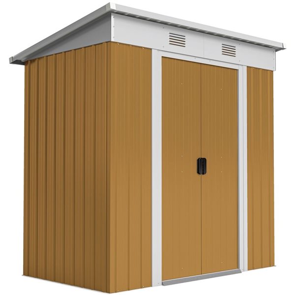 Outsunny 6-ft x 4-ft 2-Window Metal Outdoor Storage Shed - Yellow