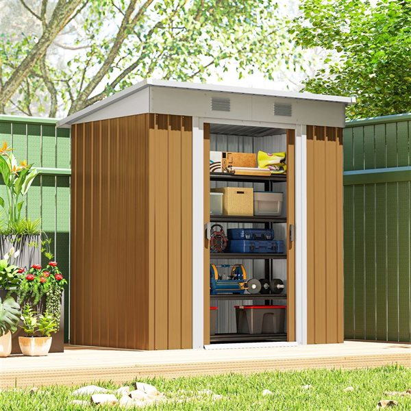 Outsunny 6-ft x 4-ft 2-Window Metal Outdoor Storage Shed - Yellow