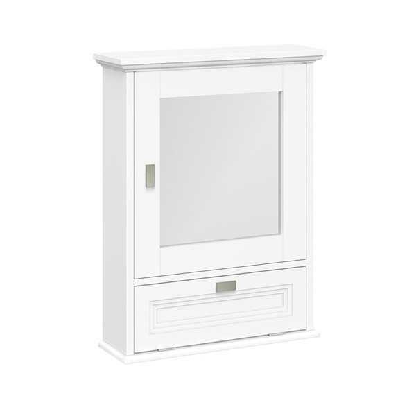 RiverRidge Home Geneva Medicine Cabinet w/ Mirror/Soft-Close Hinges/Dropdown Door + Adjustable Shelf - White