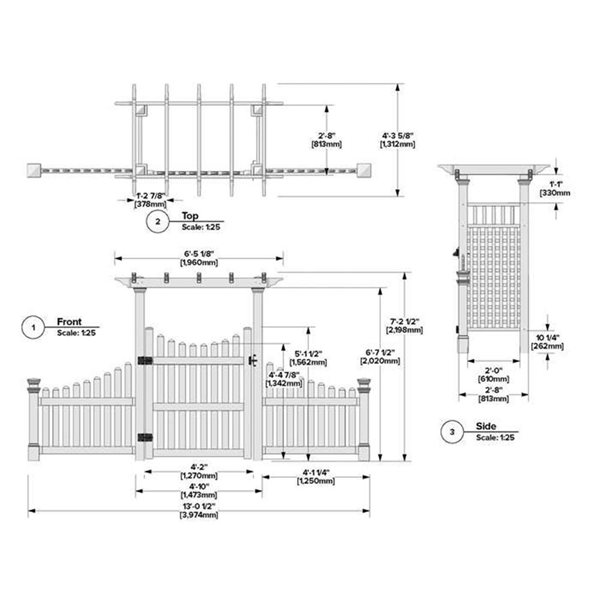 Vita Fairfield Arbor w/ 60-in Gate and Wings - White