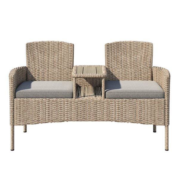 Sirio Lublin Tête-à-tête Outdoor Wicker Bench - Grey