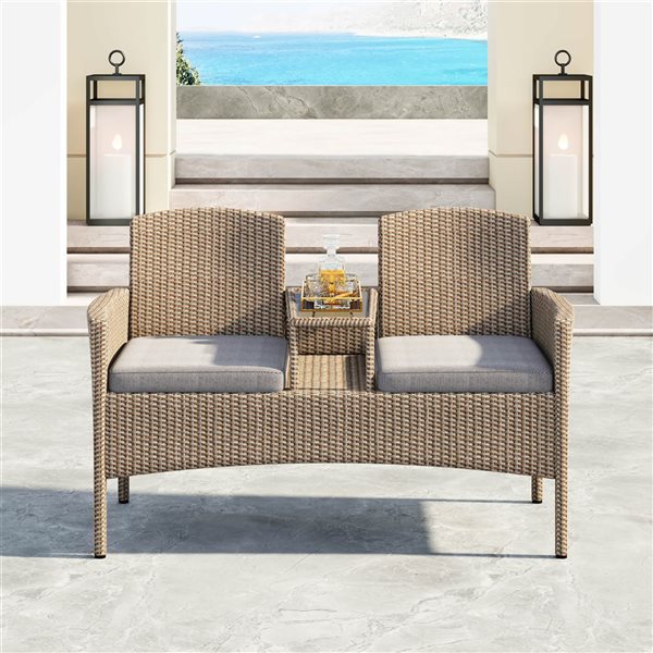 Sirio Lublin Tête-à-tête Outdoor Wicker Bench - Grey