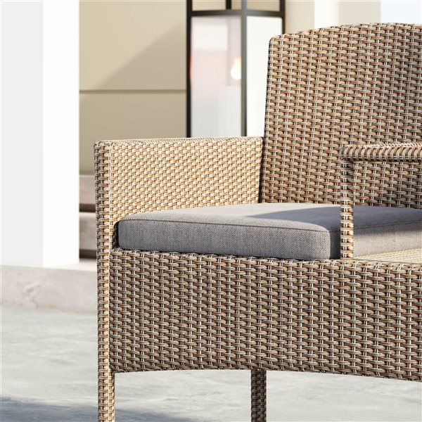 Sirio Lublin Tête-à-tête Outdoor Wicker Bench - Grey