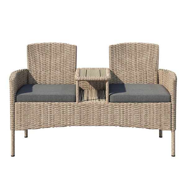 Sirio Lublin Tête-à-tête Outdoor Wicker Bench - Dark Grey