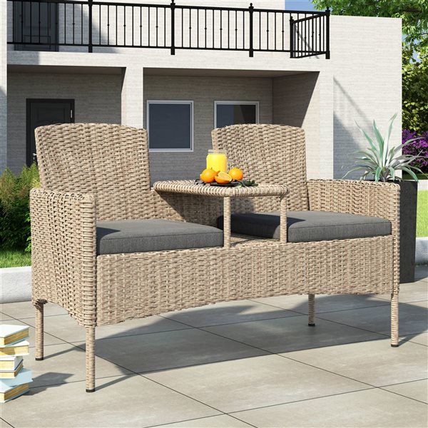 Sirio Lublin Tête-à-tête Outdoor Wicker Bench - Dark Grey