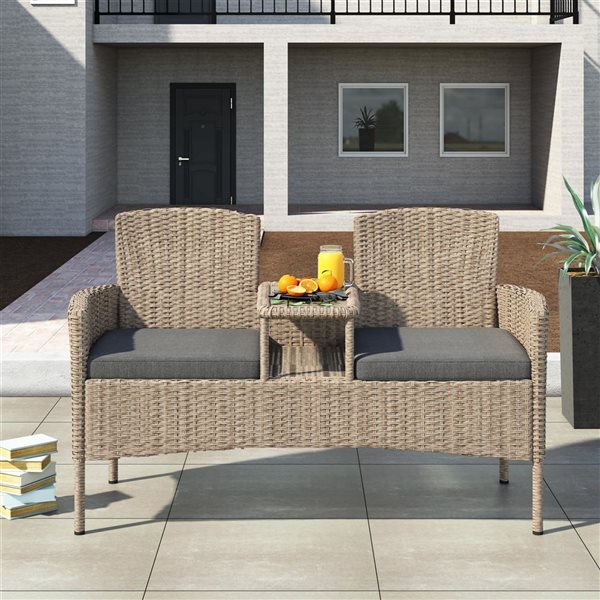 Sirio Lublin Tête-à-tête Outdoor Wicker Bench - Dark Grey