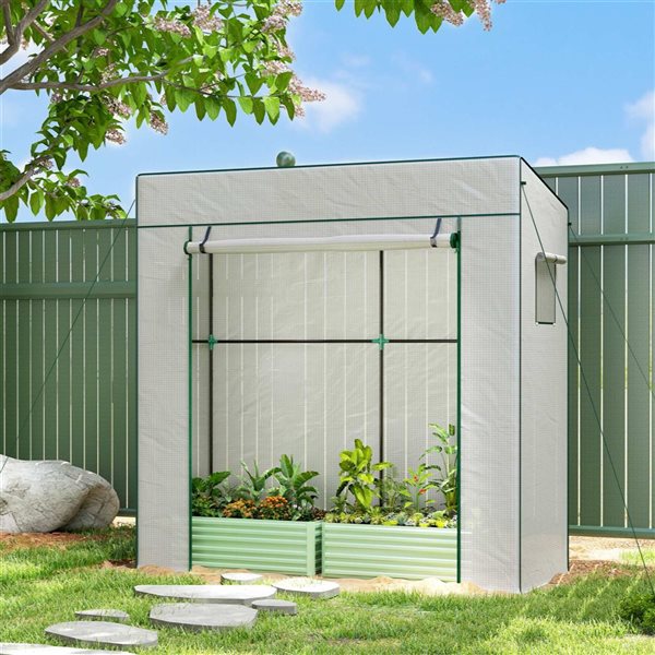 Outsunny 6.4 x 2.5 x 6.5-ft Reinforced PE Cover Walk-ft Green House