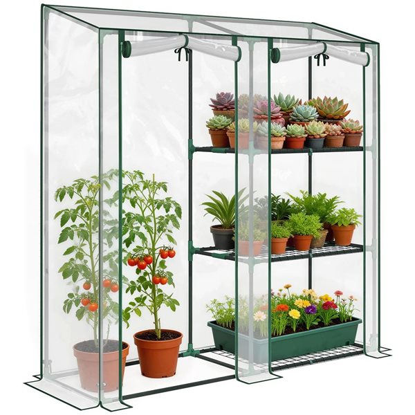 Outsunny 4.7 x 1.48 x 4.95-ft Portable Mini Greenhouse with 3 Shelves